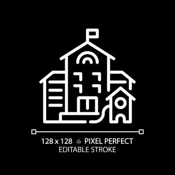 2D editable thin line building with flag icon Ilustración de archivo