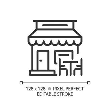 2D editable thin line cafe icon Stock Illustration