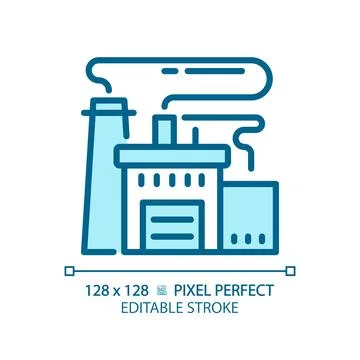 2D editable thin line factory icon Stock Illustration