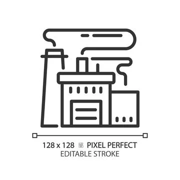 2D editable thin line factory icon Stock Illustration