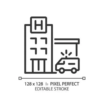 2D editable thin line hospital icon Stock Illustration