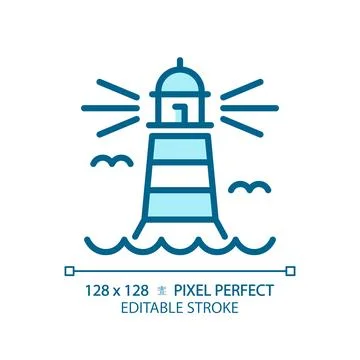 2D editable thin line lighthouse icon Stock Illustration