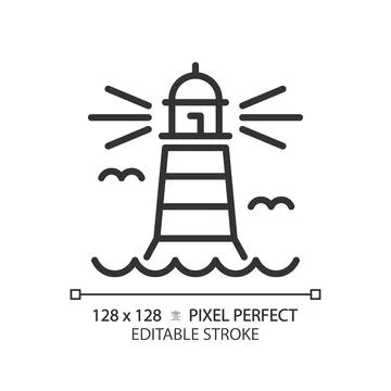 2D editable thin line lighthouse icon Stock Illustration