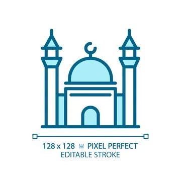 2D editable thin line mosque icon Illustrazione stock