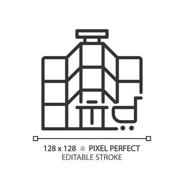 2D editable thin line shopping mall icon Stock Illustration