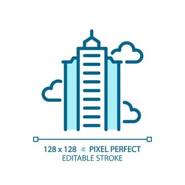 2D editable thin line skyscraper icon Stock Illustration