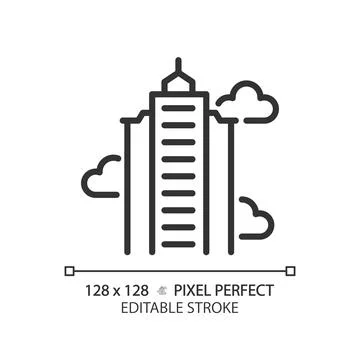 2D editable thin line skyscraper icon Stock Illustration