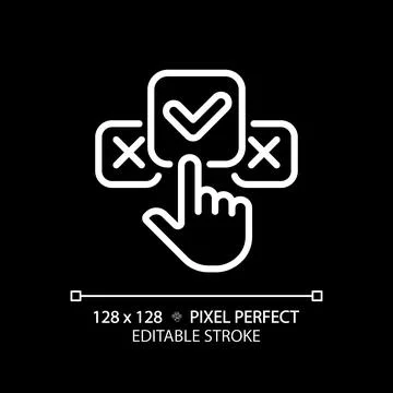 2D editable thin line white clicking on check mark icon Stock Illustration