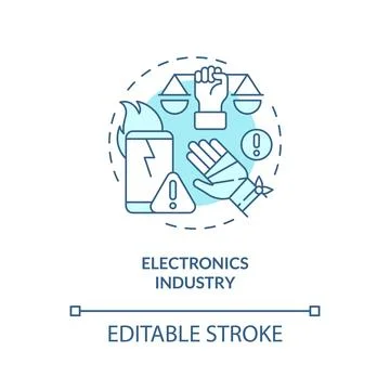 2D electronics industry blue line icon concept Stock Illustration