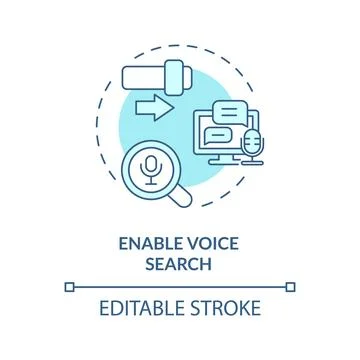 2D enable voice search thin line blue icon concept Illustrazione stock
