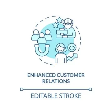 2D enhanced customer relations blue icon concept Stock Illustration