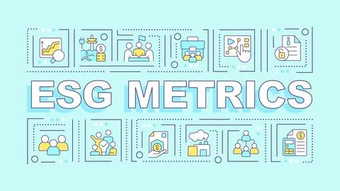 2D ESG metrics text with multicolor thin line icons Stock Illustration