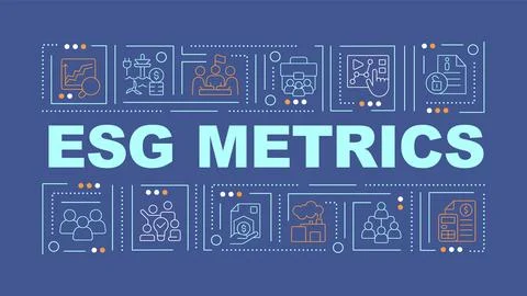 2D ESG metrics text with simple thin linear icons Stock Illustration