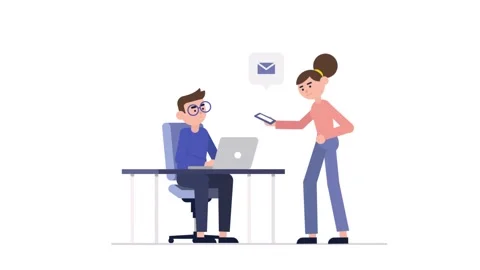 2D explainer 4k professional office worker animated video, in front of each.. Video stock 277410648