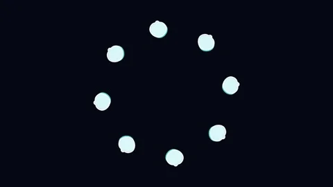 2D explosive burst animation with blue circles on dark background Stock Footage 344034218