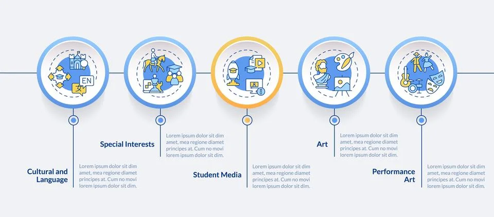 2D extracurricular activities layout with simple icons concept Stock Illustration