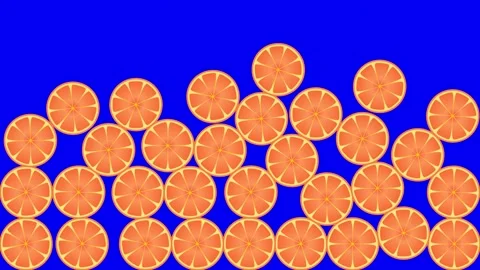 2d falling orange on chroma key. Drawn fruit slice Stock-Footage 139922404