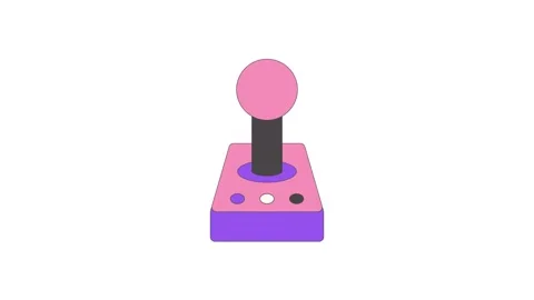 2D Flat Animation Retro Gaming Joystick Icon on White Видео 346617861