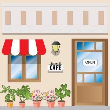2D Flat Cafe Vector Illustration Stock Illustration