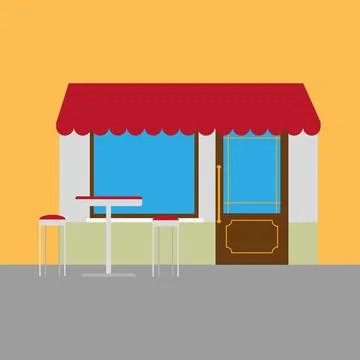2D Flat Design Cafe Vector Illustration Stock Illustration