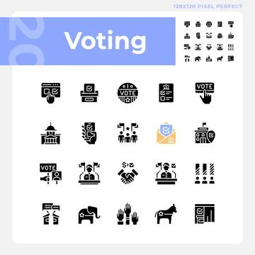 2D flat design voting glyph style icons set Stock-Illustration