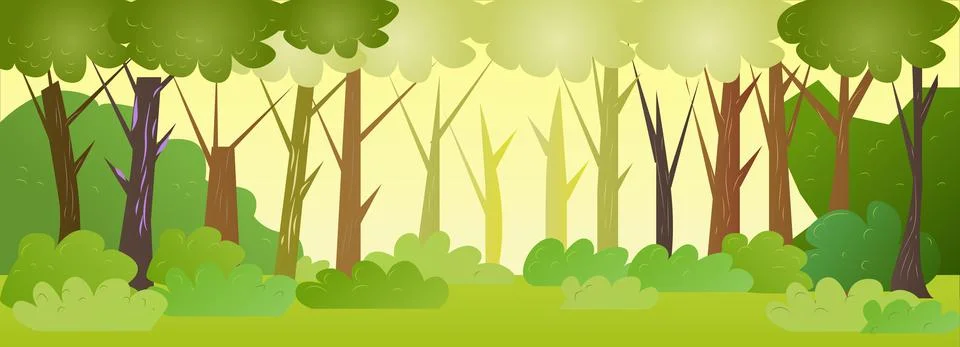 2D Flat Forest Game Background Vector Illustration Stock Illustration