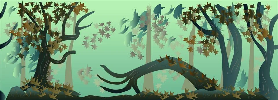 2D Flat Forest Game Background Vector Illustration Stock Illustration