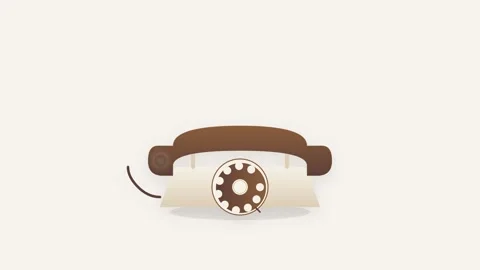 A 2D flat icon of a classic rotary telephone in cream and warm brown colors.. Stock-Footage 346202273