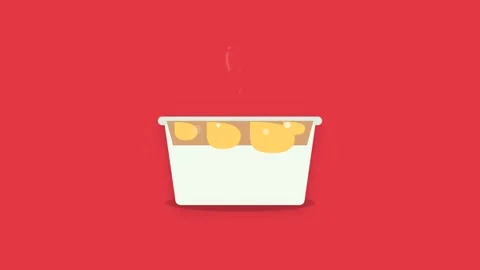 2D Flat Icon Motion Graphic of a Baking Casserole with Melting Cheese on Re.. Видео 346007210
