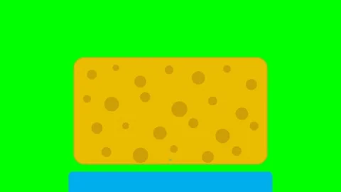 2D Flat Icon Motion Graphic of a Yellow Sponge Absorbing Blue Water with De.. Stock Footage 346611832
