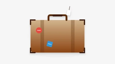 A 2D flat vector illustration of a brown and tan gradient suitcase featurin.. Видео 346202392