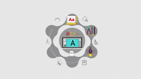 2D Font Development Alpha Channel Stock Footage 260843028