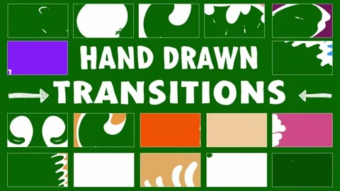 2D FX Animated Hand-Drawn Liquid Transitions Pack on Green Screen | Fluid Doodle Stock Footage 322588080