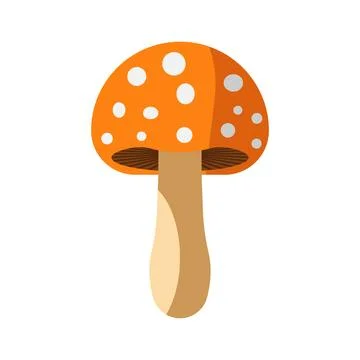 2D game styled vector orange mushroom white dots Stock Illustration