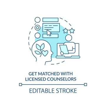 2D get matched with licensed counselors linear icon concept Stock Illustration