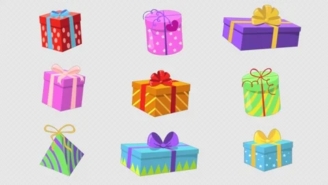 2D Gift Boxes Alpha Channel Stock Footage 260844250