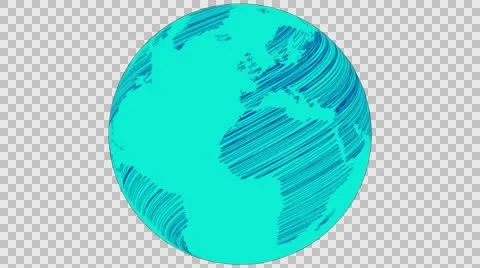 2D Globe Rotate Static Scribble 007 Stock Footage 62940688
