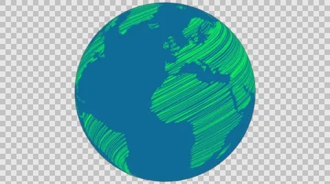 2D Globe Rotate Static Scribble 001 Stock Footage 62940828