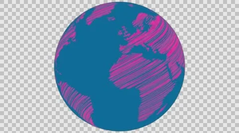 2D Globe Rotate Static Scribble 004 Stock Footage 62940925