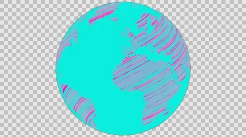 2D Globe Rotate Wiggle Scribble 009 Stock Footage 62940699