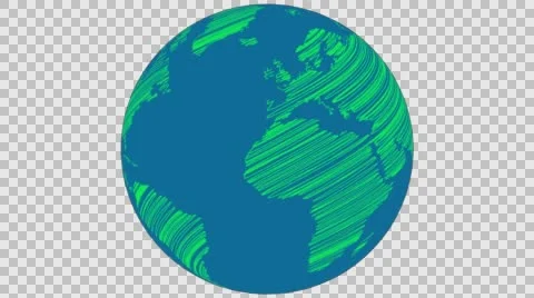 2D Globe Rotate Wiggle Scribble 001 Stock Footage 62940783