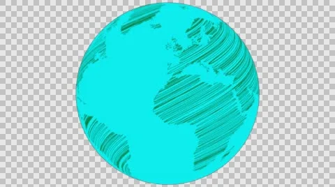 2D Globe Rotate Wiggle Scribble 010 Stock Footage 62940993