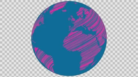 2D Globe Rotate Wiggle Scribble 004 Stock Footage 62941037
