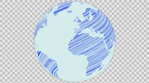 2D Globe Rotate Wiggle Scribble 003 Stock Footage 62941070