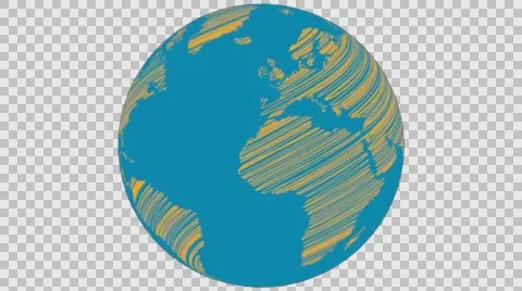 2D Globe Rotate Wiggle Scribble 005 Stock Footage 62941093