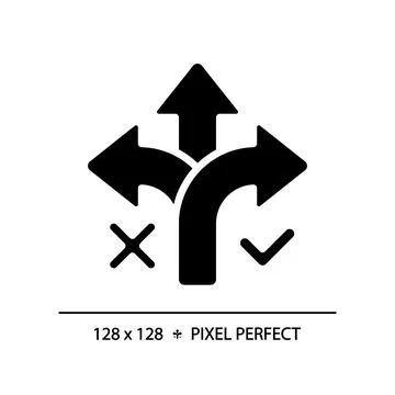 2D glyph style black correct way icon Stock Illustration