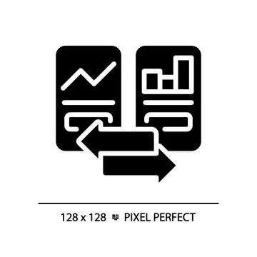 2D glyph style black graph comparisons icon Illustrazione stock