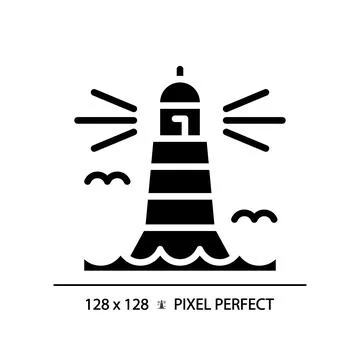 2D glyph style black lighthouse icon Stockillustratie