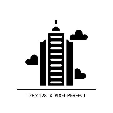 2D glyph style black skyscraper icon Stock Illustration