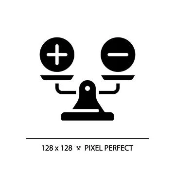 2D glyph style black weight scale with plus and minus icon Stock Illustration